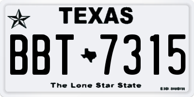 TX license plate BBT7315