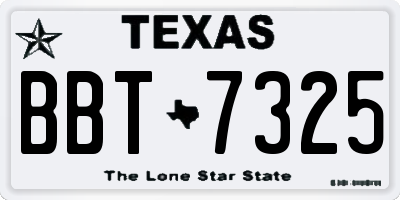 TX license plate BBT7325
