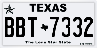 TX license plate BBT7332