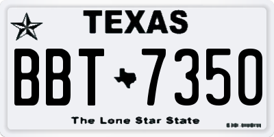TX license plate BBT7350