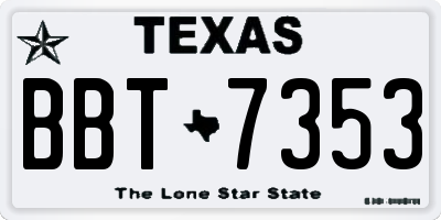 TX license plate BBT7353