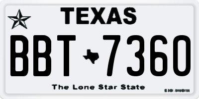 TX license plate BBT7360