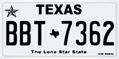TX license plate BBT7362