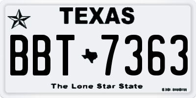 TX license plate BBT7363