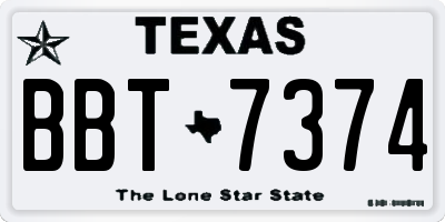 TX license plate BBT7374