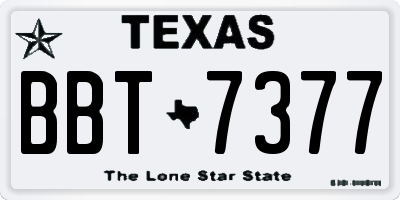 TX license plate BBT7377
