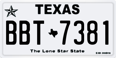 TX license plate BBT7381