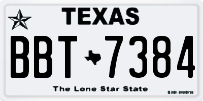 TX license plate BBT7384