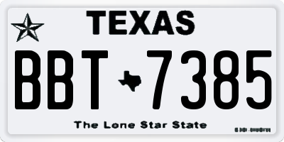 TX license plate BBT7385