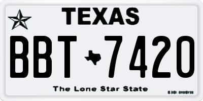 TX license plate BBT7420