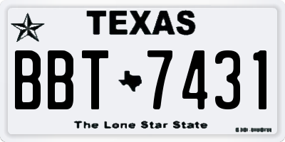 TX license plate BBT7431