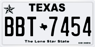 TX license plate BBT7454