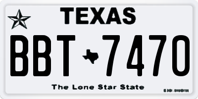 TX license plate BBT7470
