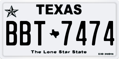 TX license plate BBT7474