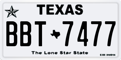 TX license plate BBT7477
