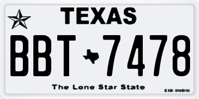 TX license plate BBT7478