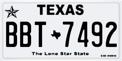 TX license plate BBT7492