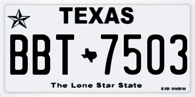 TX license plate BBT7503