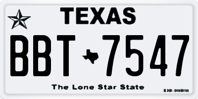 TX license plate BBT7547