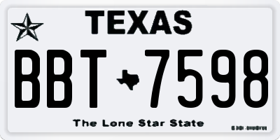TX license plate BBT7598