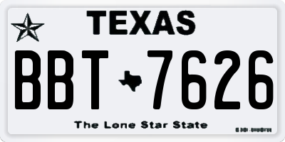 TX license plate BBT7626