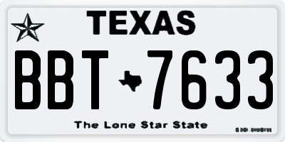TX license plate BBT7633