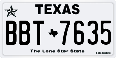 TX license plate BBT7635