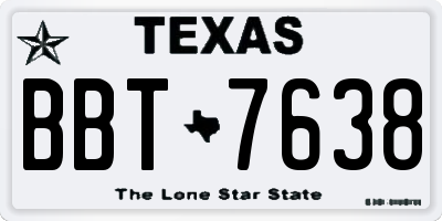TX license plate BBT7638