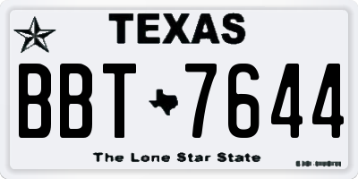 TX license plate BBT7644