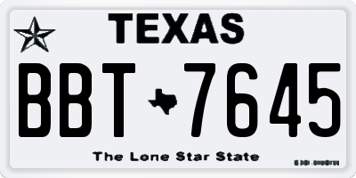 TX license plate BBT7645