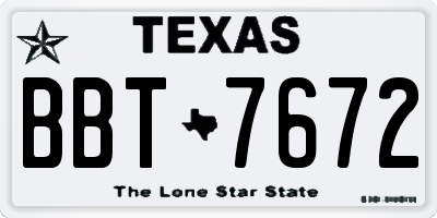 TX license plate BBT7672