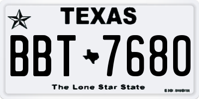 TX license plate BBT7680