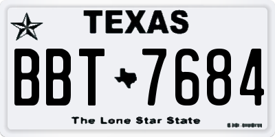 TX license plate BBT7684