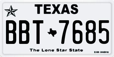 TX license plate BBT7685