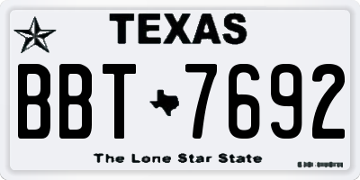 TX license plate BBT7692