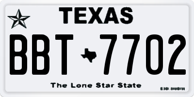 TX license plate BBT7702