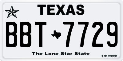 TX license plate BBT7729