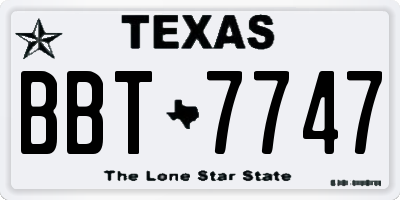 TX license plate BBT7747