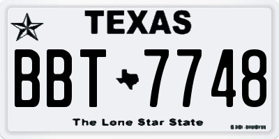 TX license plate BBT7748
