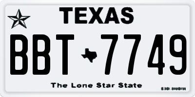TX license plate BBT7749