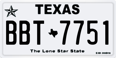 TX license plate BBT7751