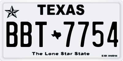 TX license plate BBT7754