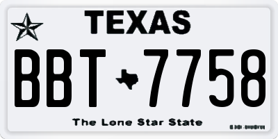 TX license plate BBT7758