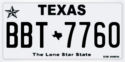 TX license plate BBT7760