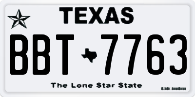 TX license plate BBT7763