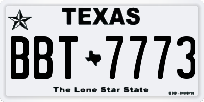 TX license plate BBT7773