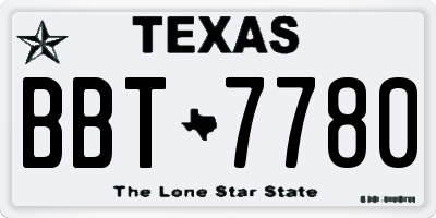 TX license plate BBT7780