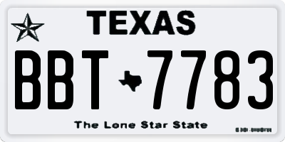 TX license plate BBT7783