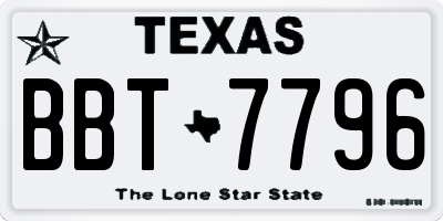 TX license plate BBT7796