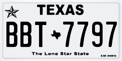 TX license plate BBT7797